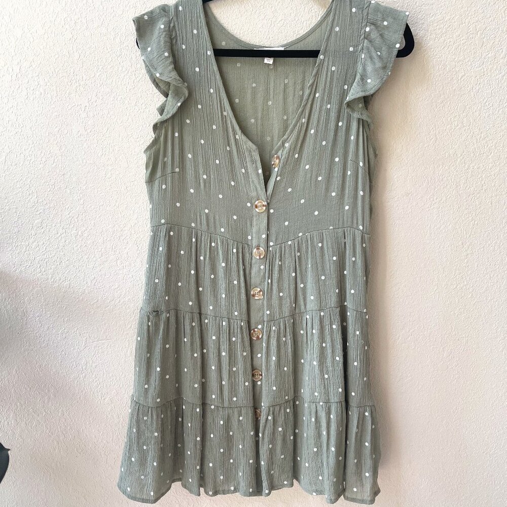 Blu Pepper, size M, green polka dot dress with buttons